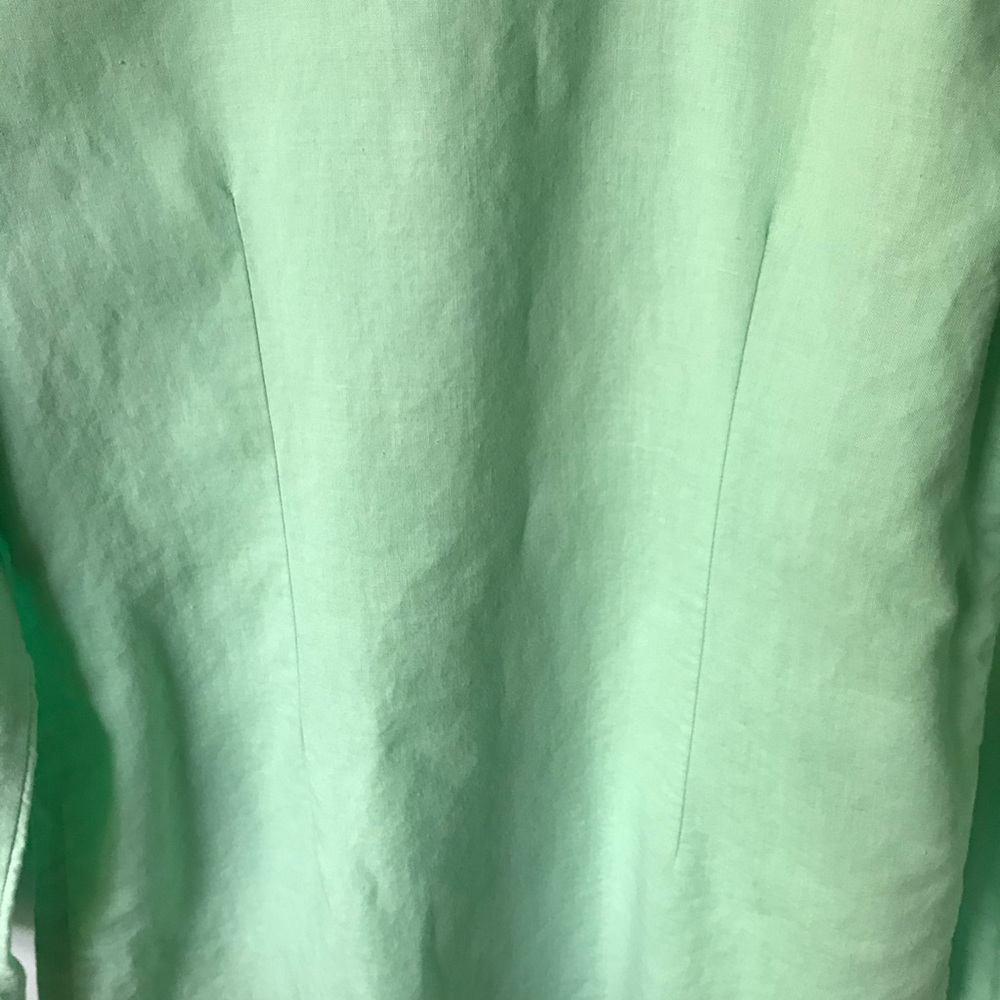 Mint Green Linen Blend Button Down Large - Picture 8 of 9